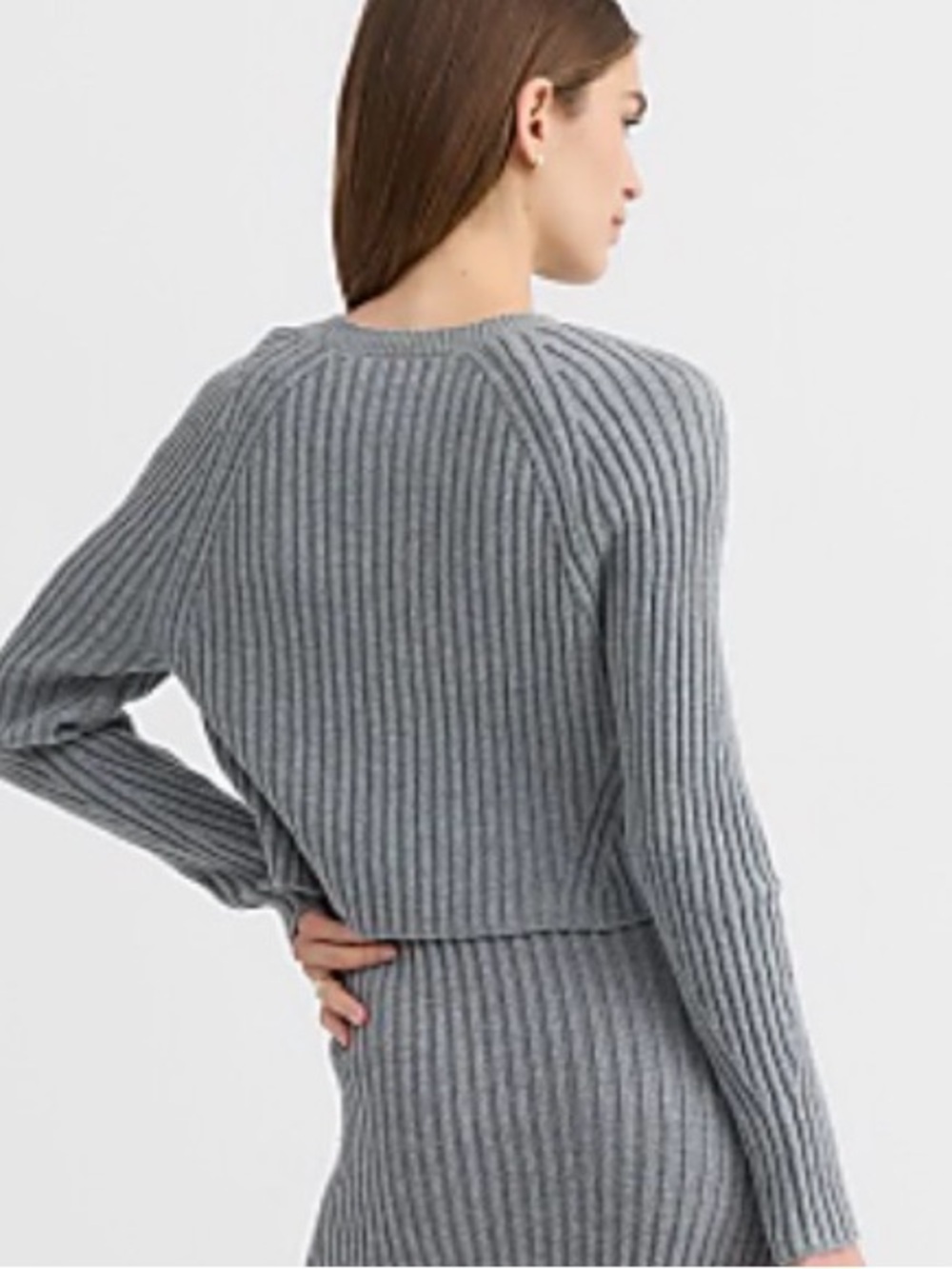 NWT Loft Ribbed Knit Sweater in Gray Size Medium - Picture 3 of 13